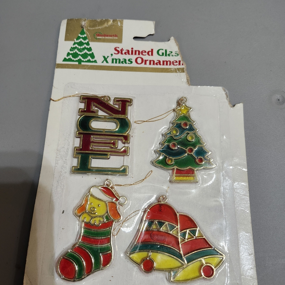 Stained Glass Christmas Ornaments Set